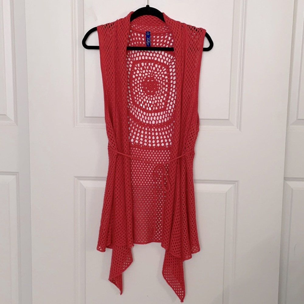 Indigo Boho Open Front Crochet Cardigan XL